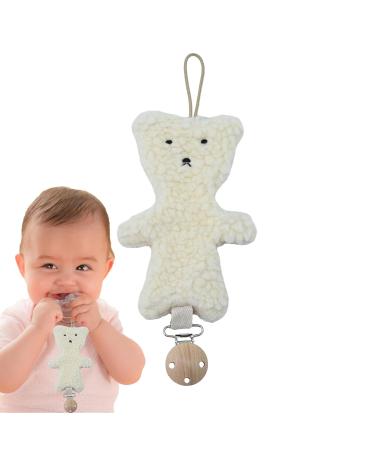Virtcoy Plush Pacifier Clip & Strap - Bear Toy Holder for Babies | Travel-Friendly Beige Baby Accessories - Buy Online on GoSupps.com