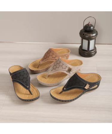 DENERASS Silksal Sandals - Women's Orthopedic Arch Support Sandals in Black Leather for Diabetic Walking (Size 6.5) - Buy Online on GoSupps.com