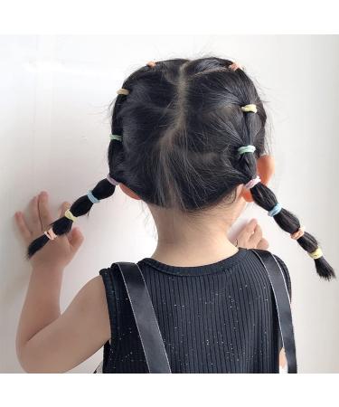 400 Pcs Soft Rainbow Hair Ties for Toddler Girls - Ponytail Bands Stretch Elastics - Curly Kids Hair Accessories in Pink - Buy Online on GoSupps.com