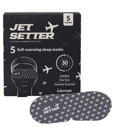 Popmask Jet Setter Self Warming Steam Eye Mask Compress - for Headache Relief Dry Eyes Puffy Eyes and to Help You Sleep - Jasmine Scent - 5 Pack