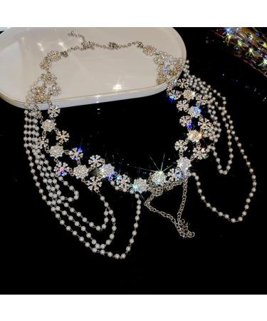 Wiwpar Silver Rhinestone Tassel Snowflake Flower Body Chain | Layered Bikini Harness & Wedding Party Accessories for Women - Buy Online on GoSupps.com