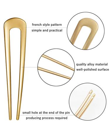 6-Piece Metal U Shaped Hair Pins Set - French Hairpin Forks Bobby Pin Kit for Women and Girls Hairstyles - Silver, Gold, Rose Gold - Buy Online on GoSupps.com