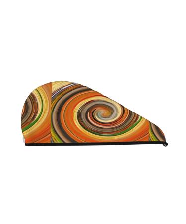 Hair Towel Wrap Hair Drying Towel with Button Towel Turban Head Towel to Dry Hair Quickly (Colorful Swirl)