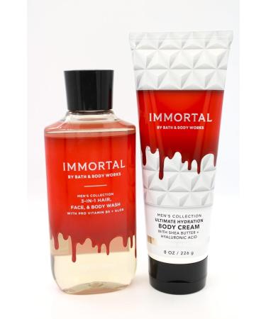 Bath & Body Works Immortal Men's 3-in-1 Hair Face & Body Wash and Body Cream 2 Piece Set