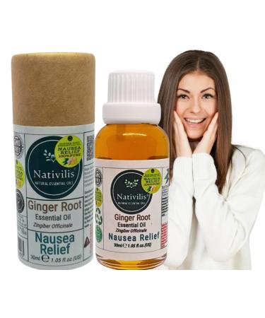 Nativilis Ginger Root Essential Oil (Zingiber Officinale) - Anti-inflammatory relieve nausea - promote hair health and growth and skin care - Copaiba properties 30ml