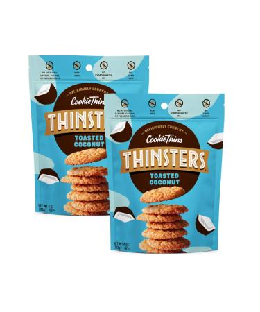 Thinsters Cookie Thins Cookies Toasted Coconut 16oz (Pack Of 2) Non-GMO Peanut Free No Corn Syrup Crunchy Cookies No Artificial Flavors Colors or Preservatives - Buy Online on GoSupps.com