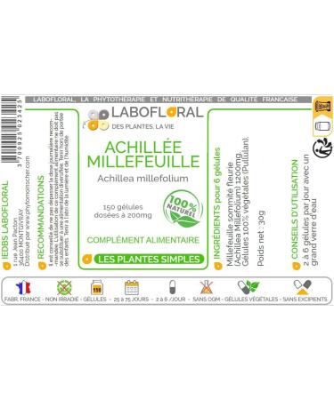 Yarrow Labofloral 150 capsules dosed at 200 mg - Food supplement - Digestion respiration - Made in - Buy Online on GoSupps.com