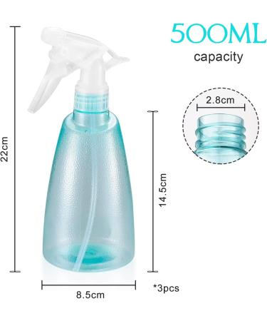 Diompirux 3-Piece 500ml Refillable Spray Bottles - Plastic Atomizer for Plants Hairdressers and More (Pink Blue Black) - Ideal for Garden Car and Home Use - Buy Online on GoSupps.com