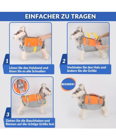 Eyin Life Jacket for Large Dogs - Adjustable Buoyancy Vest with Reflective Handle & Tear Protection - Orange & Gray Swimming Aid (Size L) - Buy Online on GoSupps.com