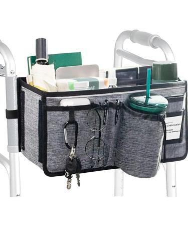 Crcyphne Basket for Walker Ravmix Walker Accessories Bag with Cup Holder Walker Basket for Folding Walker Hands-Free Storage Bag