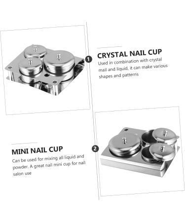 FRCOLOR 9 Pieces Nail Art Crystal Cup Nail Tools Manicure Tools Container Stainless Steel Mini Nail Cup Nail Powder Cup Stainless Steel Container Three Piece Suit Crystal Glass - Buy Online on GoSupps.com
