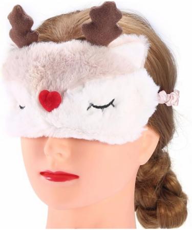 RAYNAG Set of 2 Cartoon Animal Plush Eye Masks - Cute Sleeping Blindfold Eye Covers (Brown/White) - Buy Online on GoSupps.com