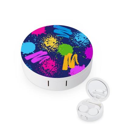 Bagea-Ka Funny Paint Drop Splatter Colorful Pattern Contact Lens Case Box Eye Care Kit Holder Mirror Box with Tweezers Remover Tool Solution Bottle for Outdoor Travel & Home