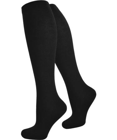 normani 2 pairs of compression stockings for women and men - travel knee highs with support function hand-linked lace 47-50 black