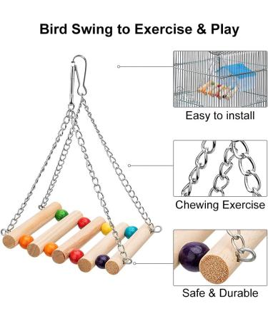 8 Pack Natural Wood Bell Bird Swing Toy for Parrots and Small Birds - Buy Online on GoSupps.com