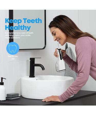 Cordless Water Flosser with 5 Modes & 4 Jet Tips - USB Rechargeable Dental Oral Irrigator for Travel - White - Buy Online on GoSupps.com
