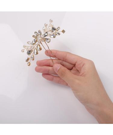 YERTTER 3pcs Gold Crystal Wedding Hair Pins Set - Rhinestone Clip for Bride, Bridesmaid, Flower Girl - Perfect for Updo, Bun, Prom, Party - Buy Online on GoSupps.com