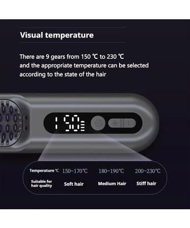 Buy Cordless Hair Straightener Comb | Portable Travel Brush with 9 Temperature Settings & Anti-Scalding | Fast Heating & Auto Shutdown - Grey - Buy Online on GoSupps.com