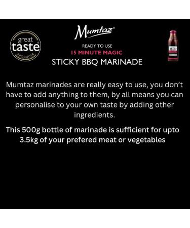 Mumtaz STICKY BBQ Marinade Sauce 500g 15 Minute Magic Marinade Medium Spiced BBQ-Grill-Roast-Stir or Air fry All Natural Ingredients Gluten Free Vegan Friendly. - Buy Online on GoSupps.com