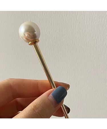 amangul Faux Pearl Hair Stick Fork Pin Retro Metal Chopstick Hairpin Bun Holder - Buy Online on GoSupps.com
