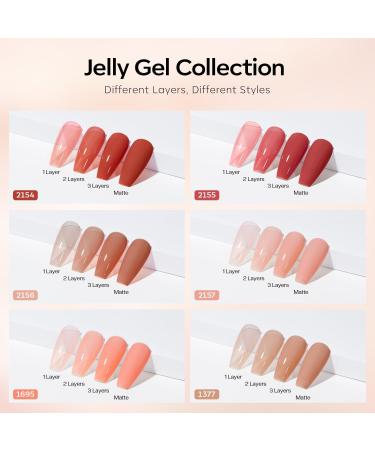 Modelones Gel Nail Polish 6 Colors Jelly Gel Polish Transparent Sheer Nude Neutral Nail Polish Soak Off UV Gel Nail Kit DIY Nail Art Salon Manicure Gifts for Women Girls Jelly Nude - Buy Online on GoSupps.com