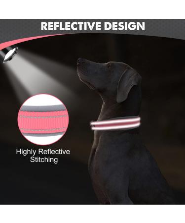Joytale Padded Neoprene Dog Collar for Large Dogs - Reflective Nylon Wide Collar in Pink (L) - Comfortable & Stylish - Buy Online on GoSupps.com
