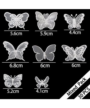 30 PCS White Lace Butterfly Embroidery Applique Iron On Patch for Wedding Dress DIY Craft - Buy Online on GoSupps.com