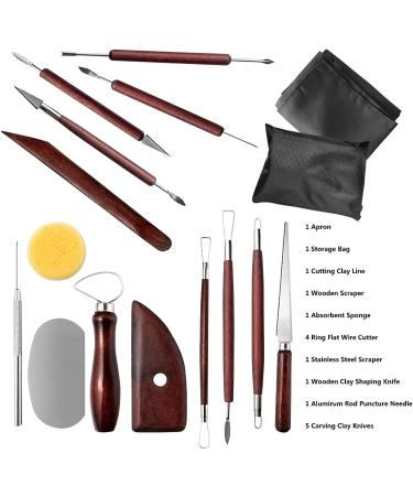 17 Piece Polymer Clay Sculpting Tools with Wooden Handle - Ceramics Craft Carving Kit for Smoothing, Molding, Modeling, Shaping - Red - Buy Online on GoSupps.com