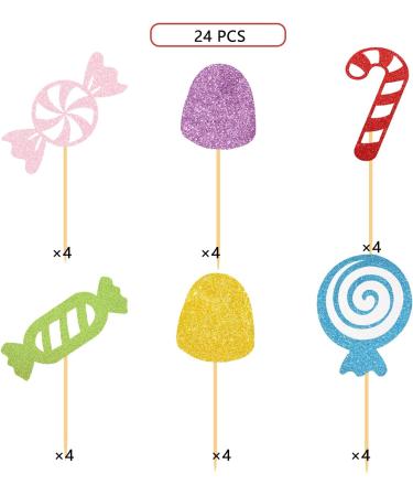 Candy Cupcake Toppers Candyland Birthday Party Decorations Sweet One Glitter Holiday Supplies - Buy Online on GoSupps.com