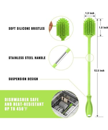 31cm Baby Bottle Cleaning Brush - Silicone Cleaner for Hydro Flask, Sports Bottles - Green (Qty 1) - Buy Online on GoSupps.com