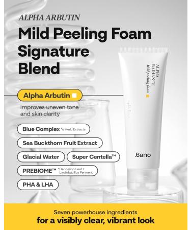 Bano Alpha Arbutin Mild Peeling Foam PHA LHA Salicylic Acid Exfoliating Cleanser | Glow & Uneven Tone | Korean Skincare for Sensitive Skin | Fragrance-Free | 4.05 fl oz - Buy Online on GoSupps.com