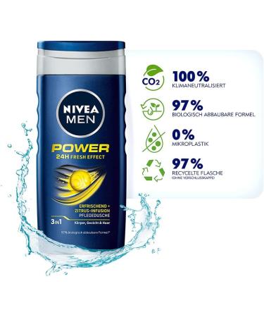 Nivea - Shower Gel For Men Power Fresh - 250 ml Power Fresh Biodegradable Formula - Buy Online on GoSupps.com