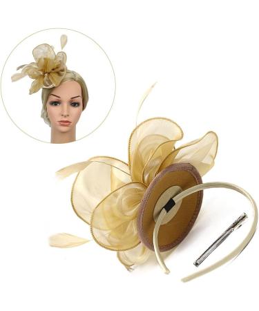 FRCOLOR Fascinator Feather Headband / Clip Party Wedding Royal Ascot Races Hair Accessories Headdress (Golden) - Buy Online on GoSupps.com