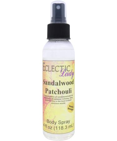 Sandalwood Patchouli Body Spray Body Mist for Women with Clean Light & Gentle Fragrance Long Lasting Perfume with Comforting Scent for Men & Women Cologne with Soft Subtle Aroma For Daily Use Double Strength 4 Fluid Ounces