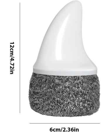 Besreey Stainless Steel Pot Scrubber | Stainless Steel Scrubber Pot Brush with Handle - Scouring Stubborn Messes Kitchen Brush Replaceable for Pans Barbecue Grill Grey - Buy Online on GoSupps.com