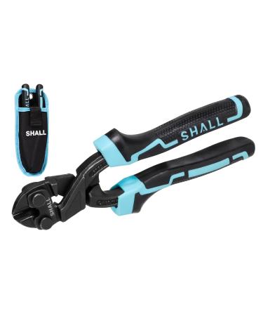SHALL 8-Inch Mini Bolt Cutter Small Heavy Duty Wire Cutter Two-Color Ergonomic Handle Grip Area for Pulling Nails & Gripping Wires More Efficient Leverage Belt Bag Included 8-Inch Bolt Cutter