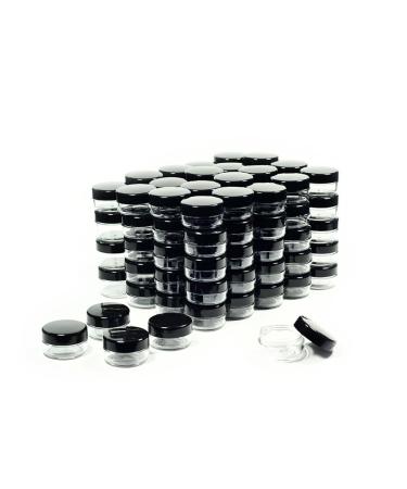 10 Gram Cosmetic Containers 100pcs Sample Jars with Lids Plastic Makeup Sample Containers, BPA free Small Plastic Containers 100 Count Black