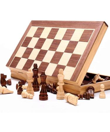 Set Wooden Set with Magnetic Checkerboard Foldable Portable Set for Kids/Children Adults (Color : Wood Size : 39x39x3cm) (Wood 39x39x3cm)