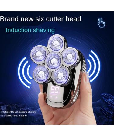 6 in 1 Men's 4D Electric Shaver & Trimmer - Rechargeable Silver Razor with 6 Floating Heads for Beard Nose Ear & Bald Head Grooming - Buy Online on GoSupps.com