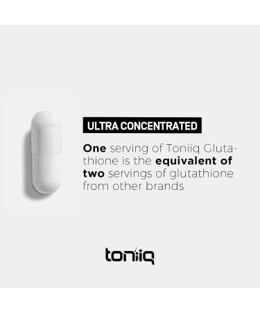 Toniiq Ultra High Strength Glutathione Capsules - 1000mg Concentrated Formula - 98%+ Highly Purified and Bioavailable - Non-GMO Fermentation - 60 Capsules Reduced Glutathione Supplement 60 Count (Pack of 1) - Buy Online on GoSupps.com