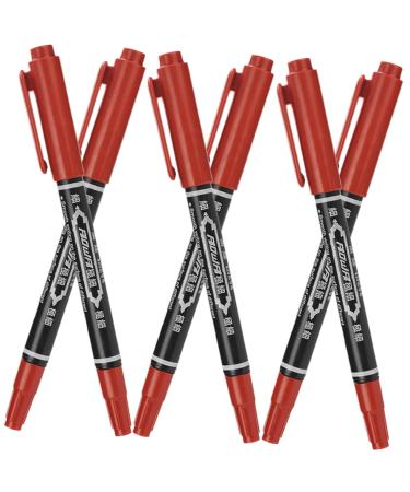 Beavorty 6pcs White Eyebrow Mapping Pencil Makeup Marker Pens Cosmetic Liner Leather Pen 13.9x1.8cm Red