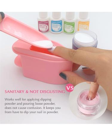 2pcs Dip Powder Recycling Tray System & French Dip Nail Tray Set with Dust Cleaning Brush - Pink & White | AMAZDIP Dipping Powder Nail Glitter Saver Accessories - Buy Online on GoSupps.com