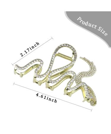 Rhinestone Tassel Metal Snake Hair Claw Clip - Glitter Gold Hair Accessory Barrette for Women and Girls - Buy Online on GoSupps.com