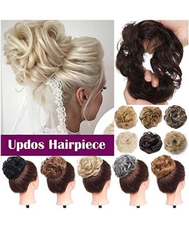 Hair Tie Bun Extensions - #613C Bleached Blonde Updo with Elastic Band | Natural Thickness Hairpiece - Buy Online on GoSupps.com