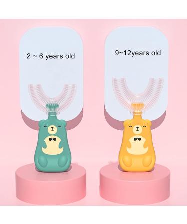 JENPECH Cute Bear/Duck Kids U-Shaped Toothbrush - Food Grade Soft Silicone Brush Head 360 Oral Teeth Cleaning Design for Toddlers and Children Yellow Bear 6-12 Years - Buy Online on GoSupps.com