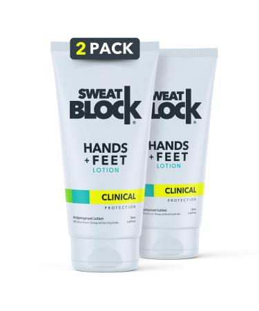 SweatBlock Antiperspirant Lotion for Hands & Feet | CLINICAL STRENGTH for Men & Women | Hyperhidrosis Aid to Stop Excessive Sweating (2 Pack) 1.69 Fl Oz (Pack of 2) Original Hand & Foot Lotion