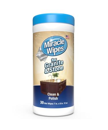MiracleWipes for Granite & Stone, Clean, Protect, and Polish Countertops and Stone Surfaces Including Marble, Quartz, Slate, Tile, and Laminate, Great for Kitchen and Bathroom Cleaning Support - 30 Count - Buy Online on GoSupps.com
