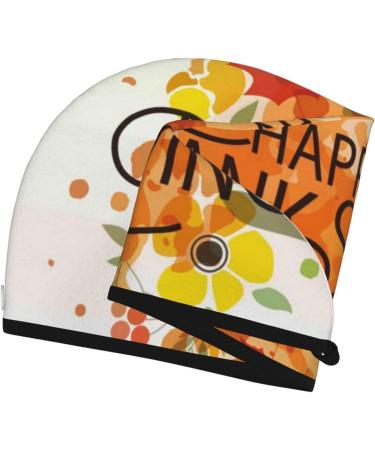 Happy Thanksgiving Microfiber Hair Towel | Soft Super Absorbent Coral Velvet Wrap for Long Curly & Thick Hair - Buy Online on GoSupps.com