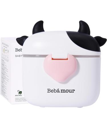 Bebamour Baby Milk Powder Dispenser Pot - 230G Formula & Snack Dispenser, 450ML, Black Cow Design - Buy Online on GoSupps.com