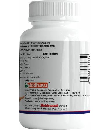 Baidyanath Asli Ayurved Medohar Guggulu 120 Tab Pack van 3 120 Count Pack of 3 - Buy Online on GoSupps.com